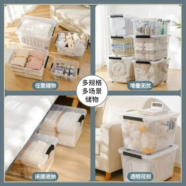 1PC Transparent with Lid Storage Box Collection Container Case Toys Organizers Box Household Snacks Makeup Sorting Storage Boxs 5
