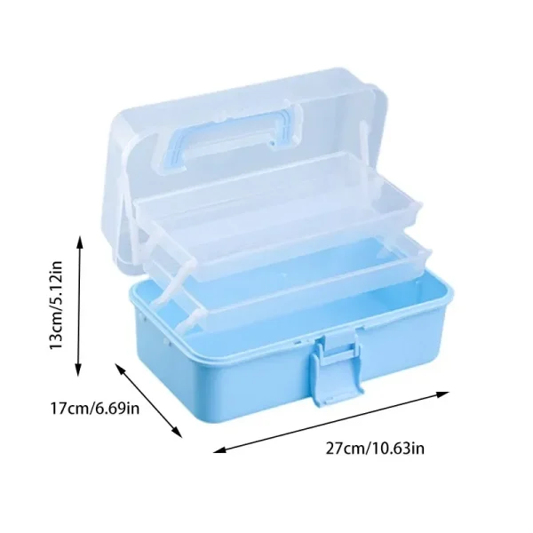 Three-layer Transparent Plastic Craft Storage Box, Sewing Storage Box, Folding Tool Box, Art Student Miscellaneous Storage Box 5