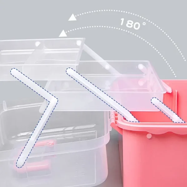Three-layer Transparent Plastic Craft Storage Box, Sewing Storage Box, Folding Tool Box, Art Student Miscellaneous Storage Box 6