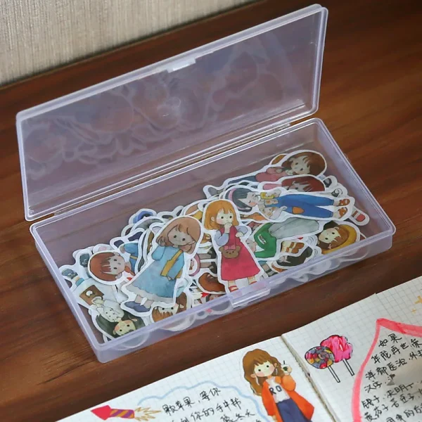New Stationery Stickers Plastic Storage Box Organizer Transparent Desktop Storage Container Plastic Art Tool Case for Craft 6
