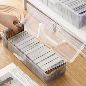 Game Cards Storage Box Football Stars Trading Card Storage Box Plastic Transparent Card Container Portable Game Card Organizer 1