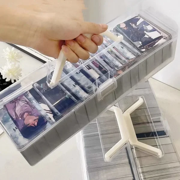 Game Cards Storage Box Football Stars Trading Card Storage Box Plastic Transparent Card Container Portable Game Card Organizer 2