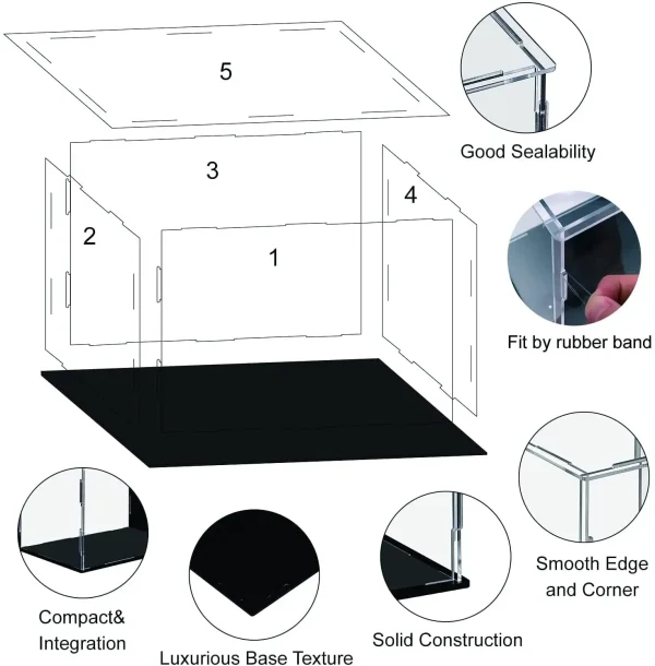 Acrylic Display Case Figures Storage Box Clear Small Assemble Dustproof Showcase for Building blocks ,Toy Dolls,Car Model 4