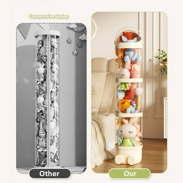 Doll Storage Box Toys Organization Plush Toy Storage Tube Transparent Plastic Stuffed Storage Barrel Children's toy Organizer 2
