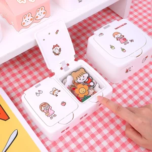 Ins Button Desktop Cute Storage Box with Lid Sundries Mini Jewlery Storage Box Organizer Kawaii Box Container Storage Small 1