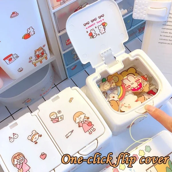Ins Button Desktop Cute Storage Box with Lid Sundries Mini Jewlery Storage Box Organizer Kawaii Box Container Storage Small 2