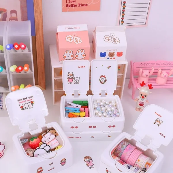 Ins Button Desktop Cute Storage Box with Lid Sundries Mini Jewlery Storage Box Organizer Kawaii Box Container Storage Small 4