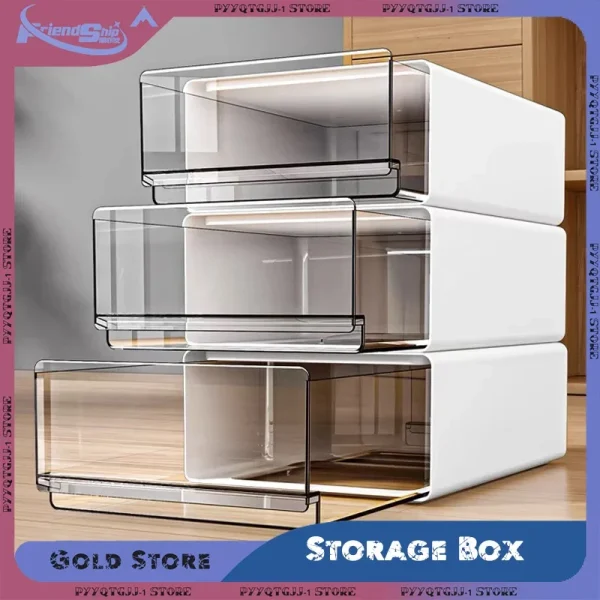 Storage Box Organizer Drawers Desktop Transparent Plastic Office File Storage Boxes Stackable Combination Organizer Cabinet 1