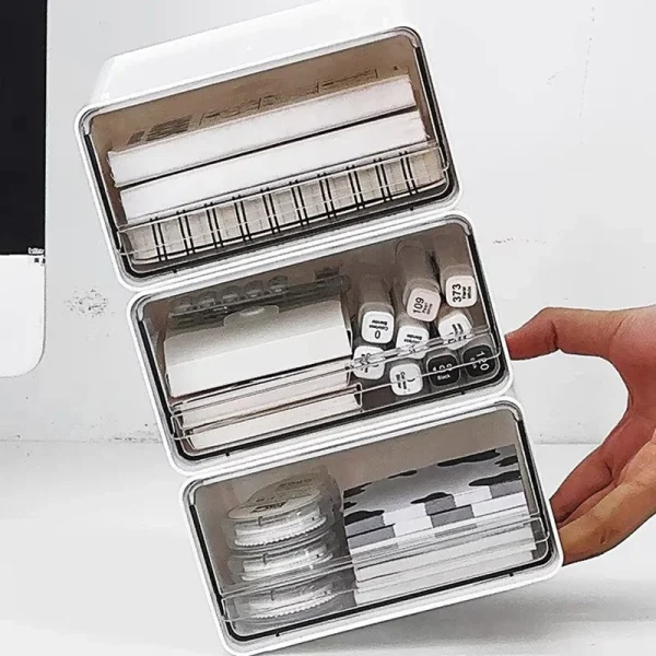 Storage Box Organizer Drawers Desktop Transparent Plastic Office File Storage Boxes Stackable Combination Organizer Cabinet 5