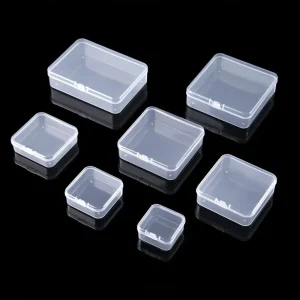 Square Mini Plastic Transparent Storage Box Jewelry Earrings Rings Beads Organizer Case Small Items Tools Sundries Container Box 1