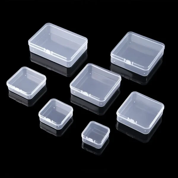 Square Mini Plastic Transparent Storage Box Jewelry Earrings Rings Beads Organizer Case Small Items Tools Sundries Container Box 1