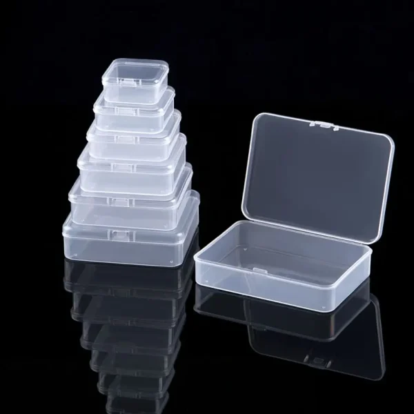 Square Mini Plastic Transparent Storage Box Jewelry Earrings Rings Beads Organizer Case Small Items Tools Sundries Container Box 2