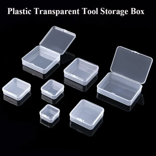 Square Mini Plastic Transparent Storage Box Jewelry Earrings Rings Beads Organizer Case Small Items Tools Sundries Container Box 3