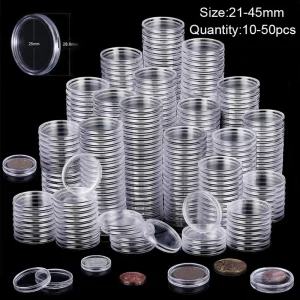 10-50pcs 21/23/24/25-45mm COINNING Capsules Storage Box Clear Plastic Commemorative COINNING Storage Box Coinn Storage Box 1