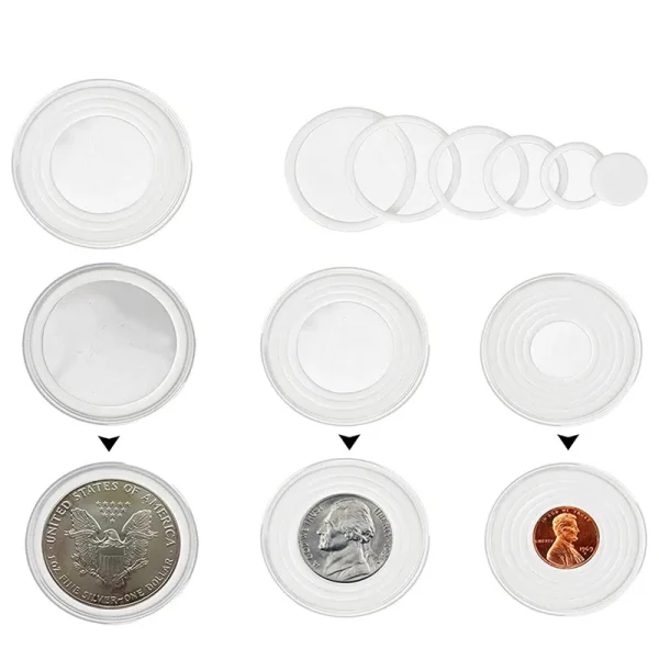 10-50pcs 21/23/24/25-45mm COINNING Capsules Storage Box Clear Plastic Commemorative COINNING Storage Box Coinn Storage Box 6