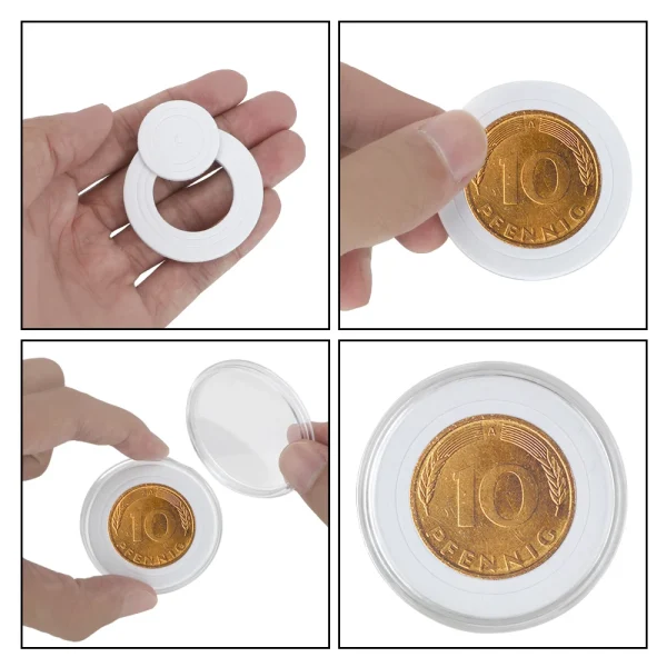 HILIFE Coin Storage Box With Adjustment Pad 20/30/50/100PCS Adjustable Wooden Commemorative Coin Collection Case Holder Capsules 5