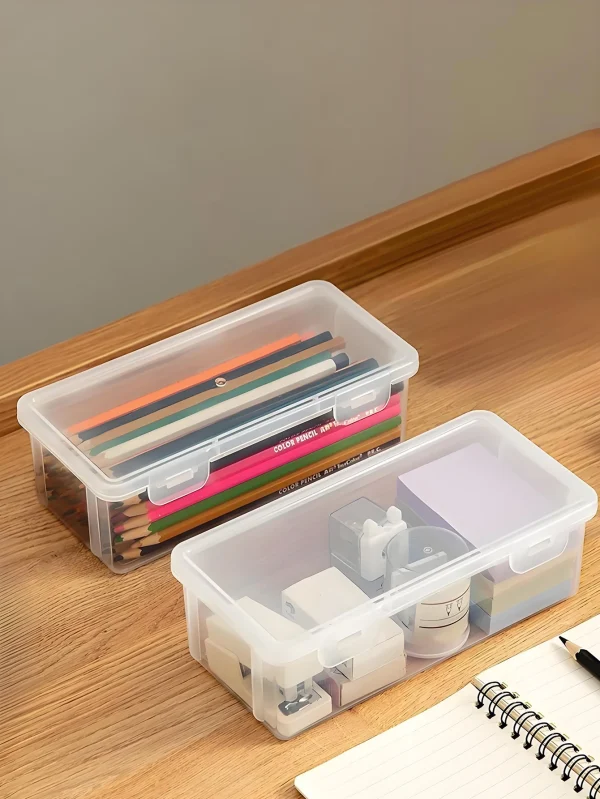 1/2pcs PP Large Capacity Transparent Stationery Storage Box Color Pencil Crayon Stationery Drawer Item Storage Box 5