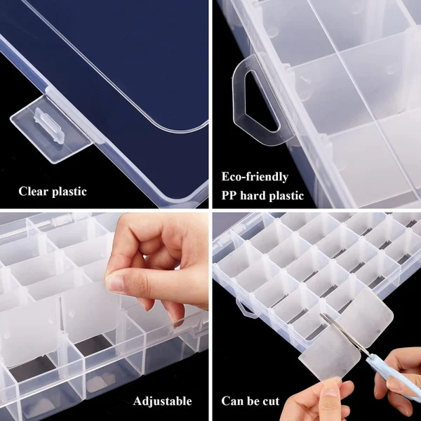 24/36 Grids Plastic Organizer Box Craft Organizer Storage with Adjustable Dividers Bead Box Fishing Tackles Box Jewelry Box 4