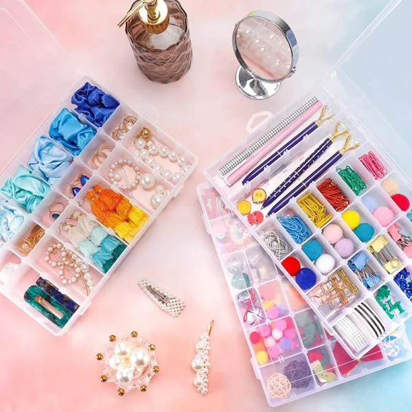 24/36 Grids Plastic Organizer Box Craft Organizer Storage with Adjustable Dividers Bead Box Fishing Tackles Box Jewelry Box 5