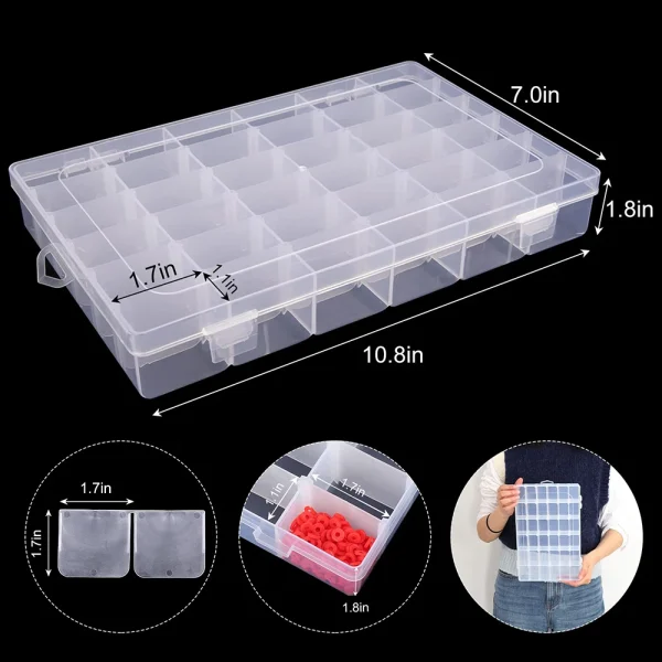 24/36 Grids Plastic Organizer Box Craft Organizer Storage with Adjustable Dividers Bead Box Fishing Tackles Box Jewelry Box 6