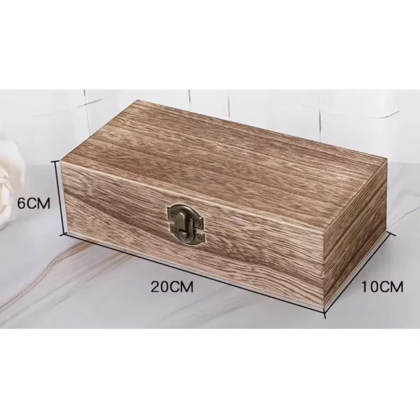 Retro Rectangular Wooden Storage Box Clamshell Desktop Organizer Jewelry Gift Box for Home Decor 4