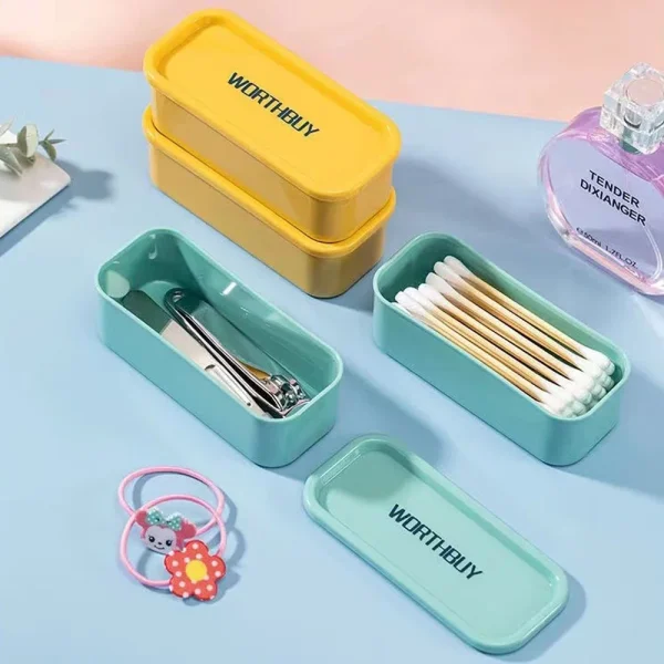 Ins Portable Cotton Swab Box Travel Dental Floss Holder Case Sundries Organizer Box Dust-proof Wire Earphone Cable Storage Box 1