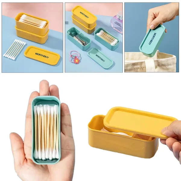 Ins Portable Cotton Swab Box Travel Dental Floss Holder Case Sundries Organizer Box Dust-proof Wire Earphone Cable Storage Box 2