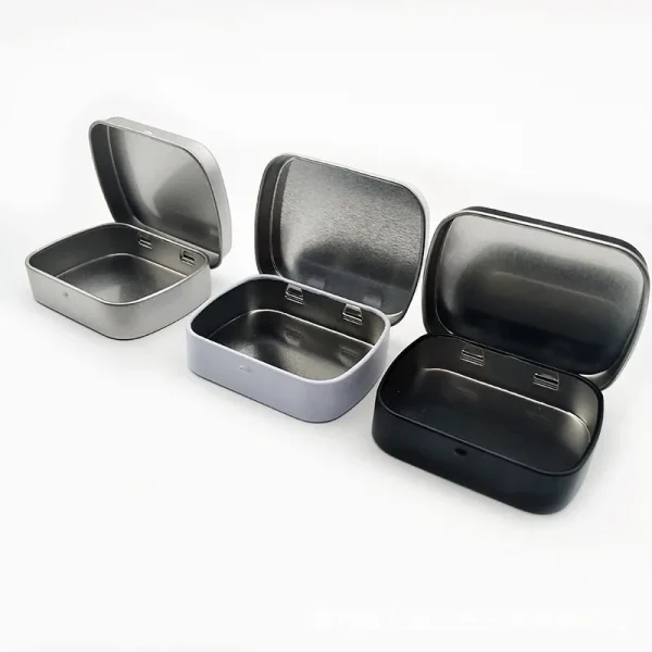 Small Empty Metal Tin Silver Black White Flip Storage Box Case Organizer for Money Coin Candy Key Container Jar Cans 1