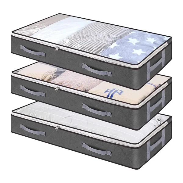 Foldable Under Bed Storage Containers with Clear Window Underbed Toy Organizers and Clothing Storage Bags Closet Storage Bins 1