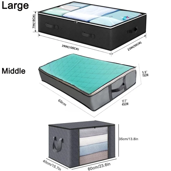 Foldable Under Bed Storage Containers with Clear Window Underbed Toy Organizers and Clothing Storage Bags Closet Storage Bins 2