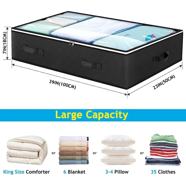 Foldable Under Bed Storage Containers with Clear Window Underbed Toy Organizers and Clothing Storage Bags Closet Storage Bins 3