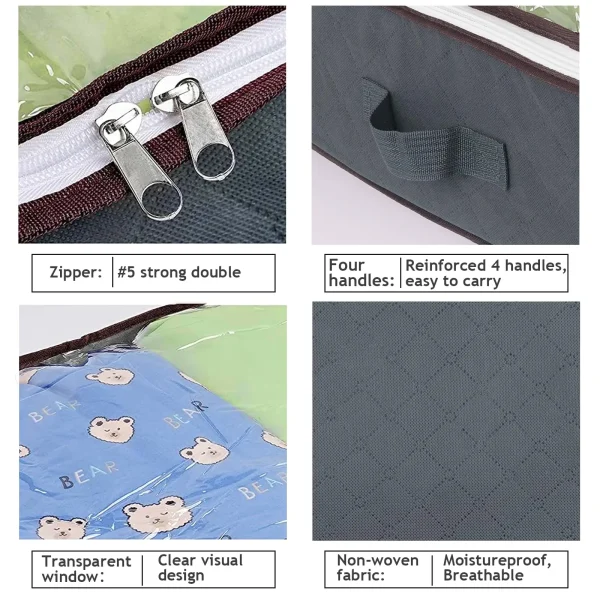 Foldable Under Bed Storage Containers with Clear Window Underbed Toy Organizers and Clothing Storage Bags Closet Storage Bins 4