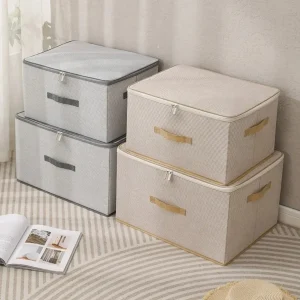 Non Woven Fabric Lid Zipper Striped Clothes Storage Box Multifunction Household Finishing Artifact Toy Storage Box Basket 1