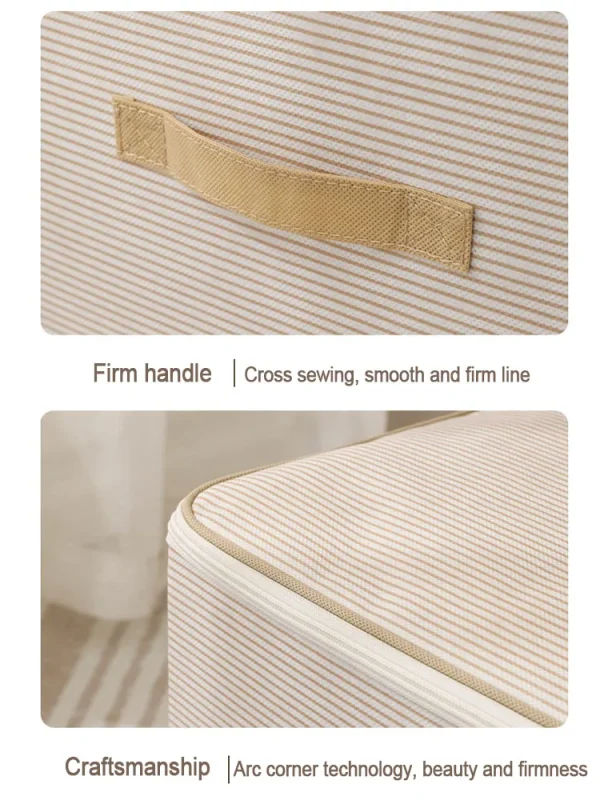 Non Woven Fabric Lid Zipper Striped Clothes Storage Box Multifunction Household Finishing Artifact Toy Storage Box Basket 6