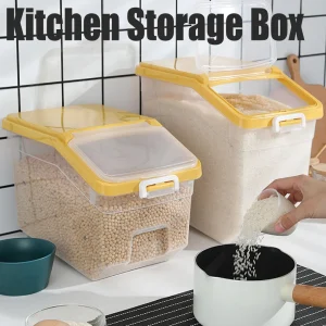 10KG Kitchen Rice Storage Box Insect Proof and Moisture Proof Dispenser Flour Cereal Bucket Kitchen Organizer Food Container 1
