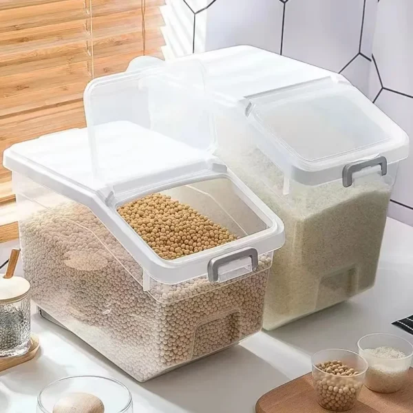 10KG Kitchen Rice Storage Box Insect Proof and Moisture Proof Dispenser Flour Cereal Bucket Kitchen Organizer Food Container 2