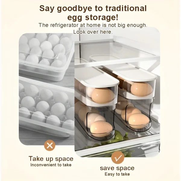 Refrigerator Egg Storage Box Automatic Scrolling Egg Holder Household Large Capacity Kitchen Dedicated Roll Off Egg Storage Rack 5