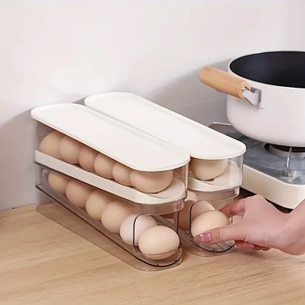 Refrigerator Egg Storage Box Automatic Scrolling Egg Holder Household Large Capacity Kitchen Dedicated Roll Off Egg Storage Rack 6