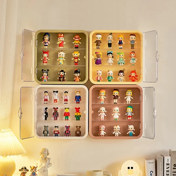 Wall Mounted Doll Blind Box Storage Display Rack Magnetic Suction Figurine Display Cabinet Dustproof Doll Blind Box Storage Box 1