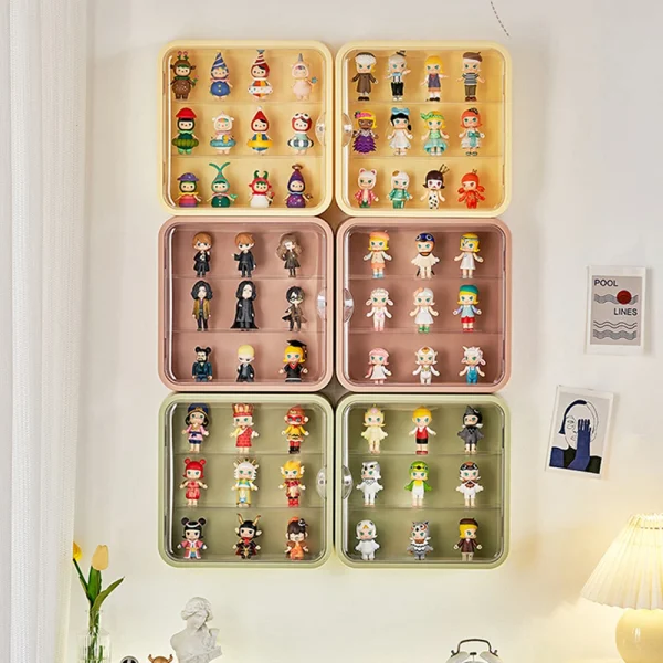 Wall Mounted Doll Blind Box Storage Display Rack Magnetic Suction Figurine Display Cabinet Dustproof Doll Blind Box Storage Box 2