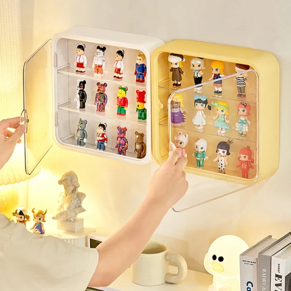 Wall Mounted Doll Blind Box Storage Display Rack Magnetic Suction Figurine Display Cabinet Dustproof Doll Blind Box Storage Box 4