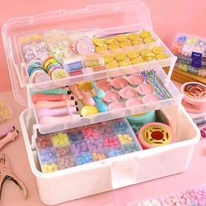 2/3 Layers Large Capacity Storage Box Foldable Multifunctional Plastic Portable Makeup Hairpin Organizer Nail Art Jewelry Box 1
