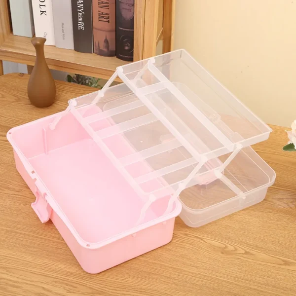 2/3 Layers Large Capacity Storage Box Foldable Multifunctional Plastic Portable Makeup Hairpin Organizer Nail Art Jewelry Box 4