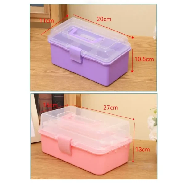 2/3 Layers Large Capacity Storage Box Foldable Multifunctional Plastic Portable Makeup Hairpin Organizer Nail Art Jewelry Box 5