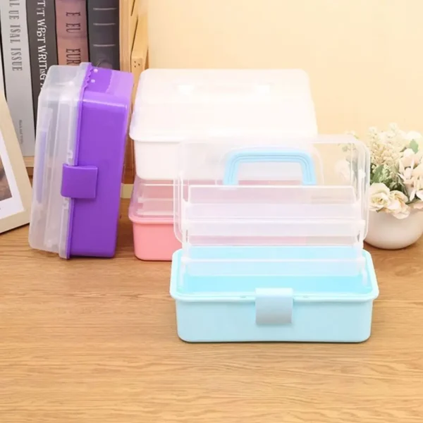 2/3 Layers Large Capacity Storage Box Foldable Multifunctional Plastic Portable Makeup Hairpin Organizer Nail Art Jewelry Box 6