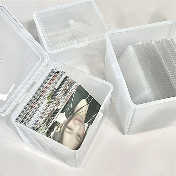 Photocards Storage Box Transparent Stickers Korea Idol Card Holder Desk Storage Organizer Classification Box Stationery 2