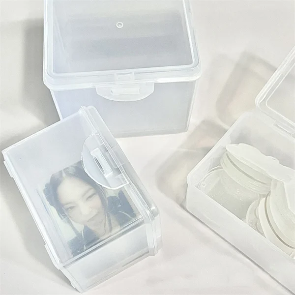 Photocards Storage Box Transparent Stickers Korea Idol Card Holder Desk Storage Organizer Classification Box Stationery 4