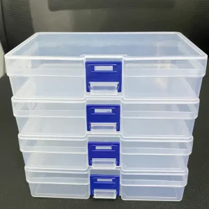 5pcs Transparent Lockable Empty Box, Rectangular Plastic Storage Box, PP Packaging Parts Box, Stationery Storage Box With Lid 1