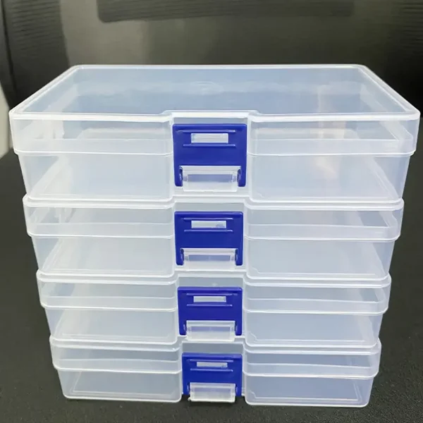 5pcs Transparent Lockable Empty Box, Rectangular Plastic Storage Box, PP Packaging Parts Box, Stationery Storage Box With Lid 1