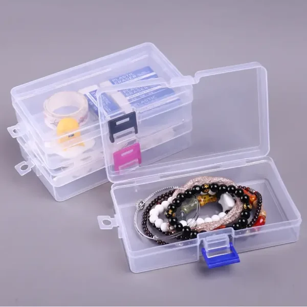 5pcs Transparent Lockable Empty Box, Rectangular Plastic Storage Box, PP Packaging Parts Box, Stationery Storage Box With Lid 4